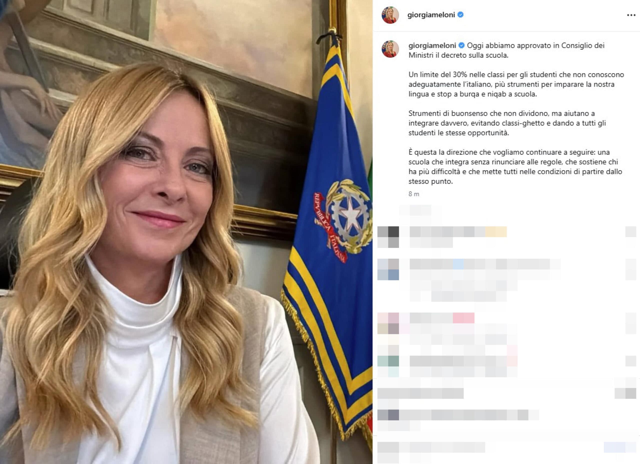 Meloni: con il tetto evitiamo classi-ghetto, non cacciamo i bimbi stranieri